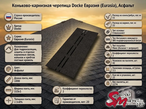 Коньково-карнизная черепица Docke Евразия (Eurasia), Асфальт