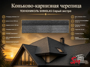 Коньково-карнизная черепица ТЕХНОНИКОЛЬ Серый экстра 5 м²
