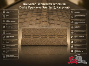 Коньково-карнизная черепица Docke Премиум (Premium), Капучино