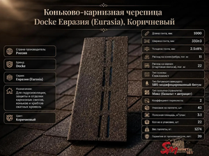 Коньково-карнизная черепица Docke Евразия (Eurasia), Коричневый
