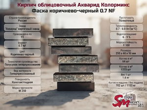 Кирпич облицовочный Акварид Колормикс Фаска коричнево-черный 0.7 NF