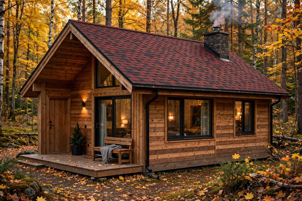 Roofshield, Family Eco Lite (Фэмили Эко Лайт), Нарезка Модерн, Красный с оттенением 