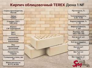 Кирпич облицовочный TEREX Дюна 1 NF