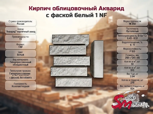 Кирпич облицовочный Акварид с фаской белый 1 NF
