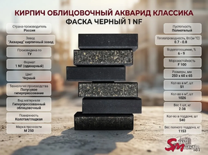Кирпич облицовочный Акварид Классика Фаска черный 1 NF