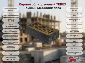 Кирпич облицовочный TEREX Темный Металлик лава