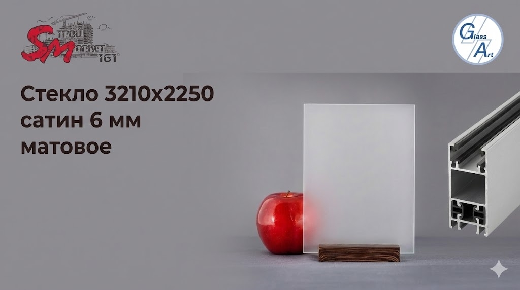 Стекло 3210х2250 сатин 6 мм матовое