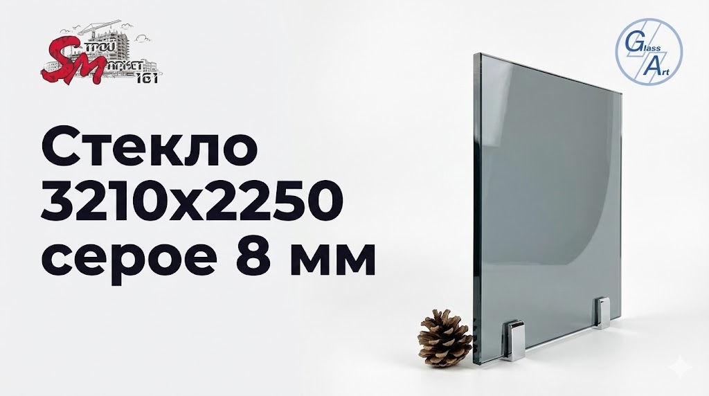 Стекло 3210х2250 серое 8 мм