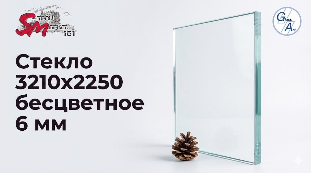 Стекло 3210х2250 бесцветное 6 мм