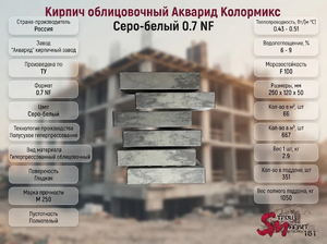 Кирпич облицовочный Акварид Колормикс Серо-белый 0.7 NF